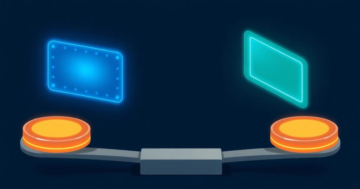Illustration comparing two DeFi management platforms side by side